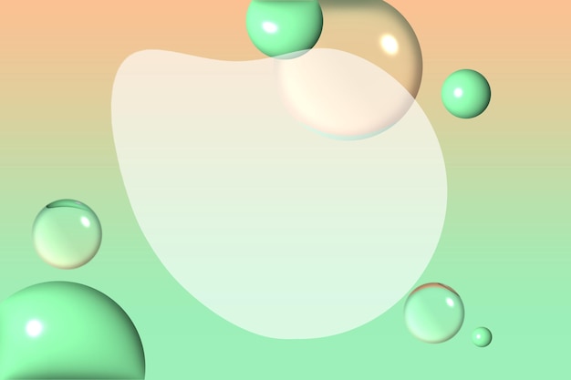 template design with green gradient 3d water droplet elements abstract shape frame in the middle