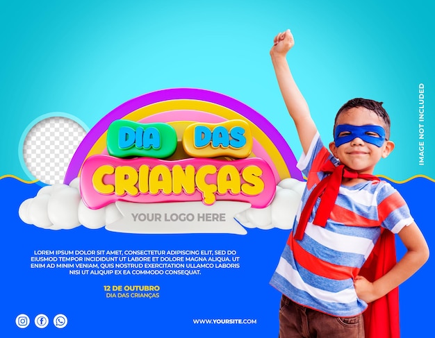 PSD template dia das criancas in brazil happy childrens