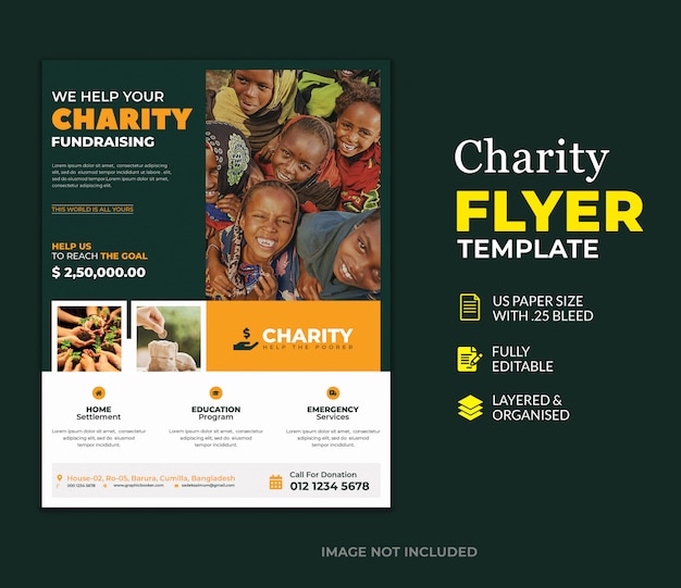 PSD template of donation charity flyer