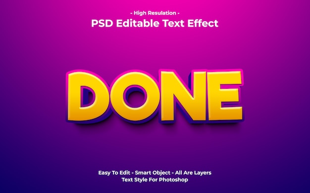 Template of done text effect