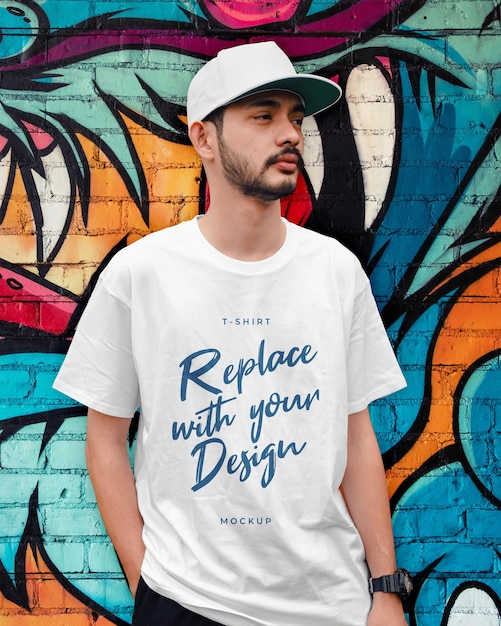 Шаблон fashion man tshirt urban mockup