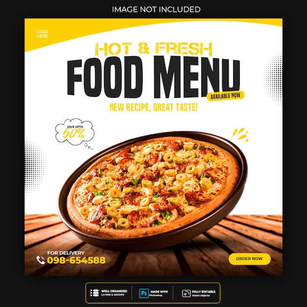 PSD template for food discount for social media post