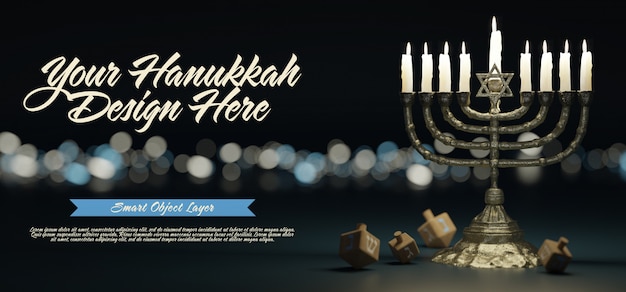 PSD modello di una scena di hannukkah