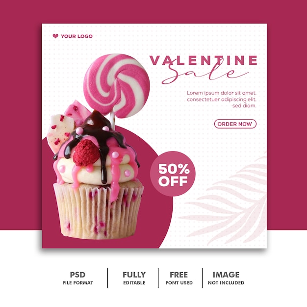 Template Instagram Post Food Candy Valentine