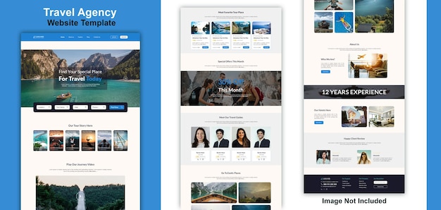 Template landing page voor reisbureaus Exclusief gebouwd om uw reis- en toeristische bedrijf te promoten