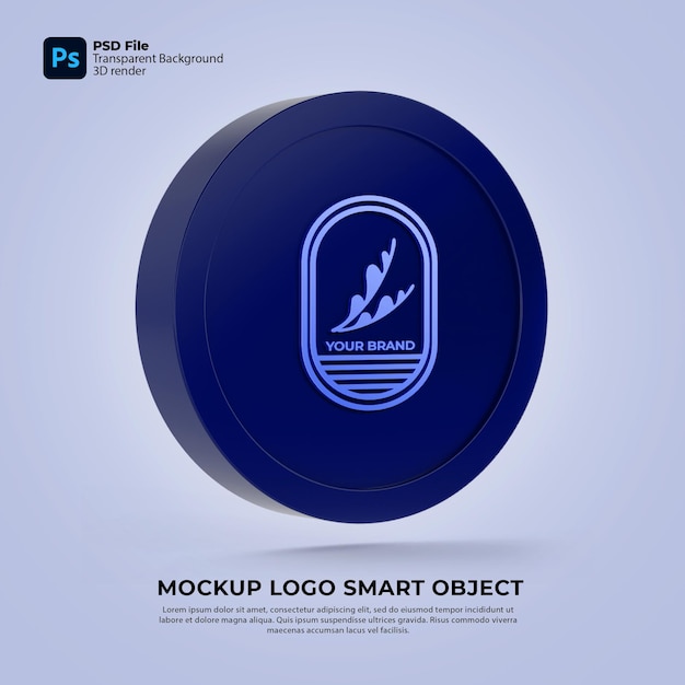 PSD template logo mockup with smart object and 3d transparent rendering
