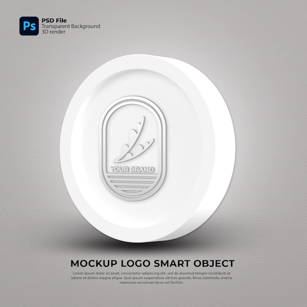 template logo mockup with smart object and 3d transparent rendering