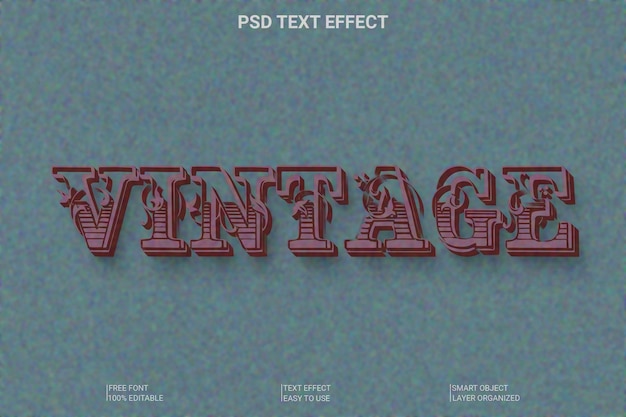 PSD template met retro-teksteffect met 3d-stijl