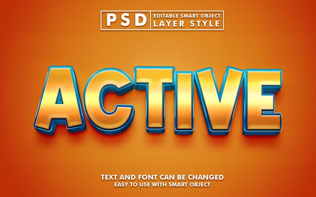 Template of active text effect premium psd