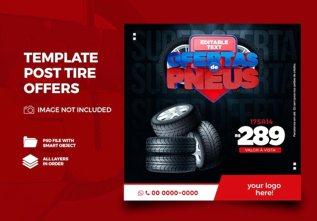 Template post tires social media in brazil