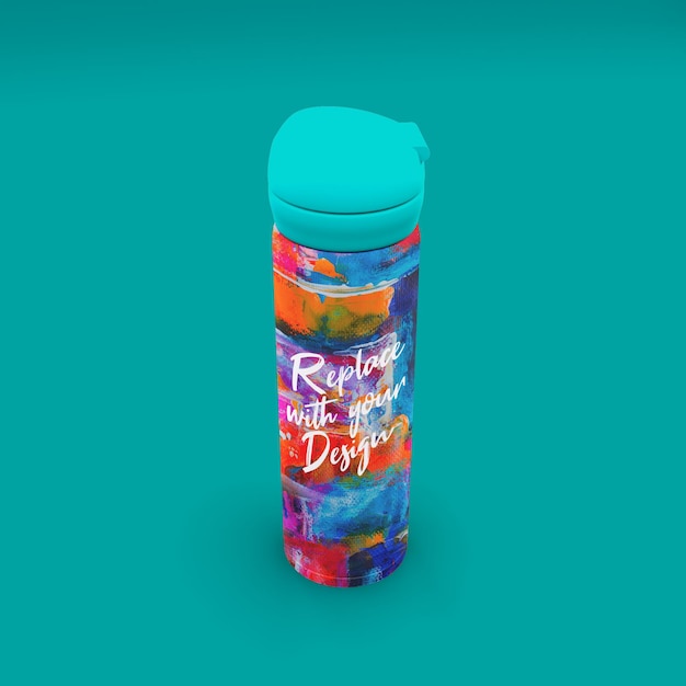 Template scene bottle vacuum flask mockup