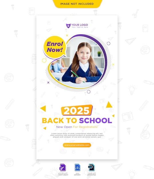 PSD template for school admission for social media post