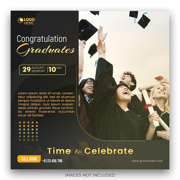 PSD template social media congratulation graduates