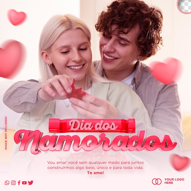 Template social media dia dos namorado in brazil valentines day