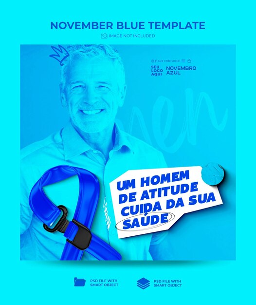 PSD template for social media november blue prostate cancer prevention in brazil