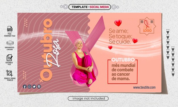 PSD template social media para post de data comemorativa do mes do outubro rosa