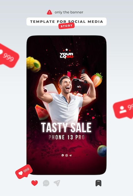 PSD template for social media story tasty sale for phone