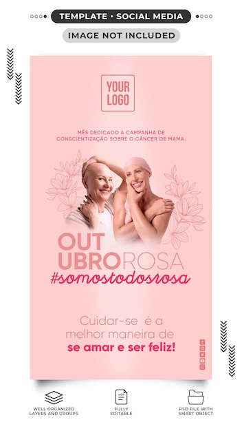 PSD template stories pink october against breast cancer