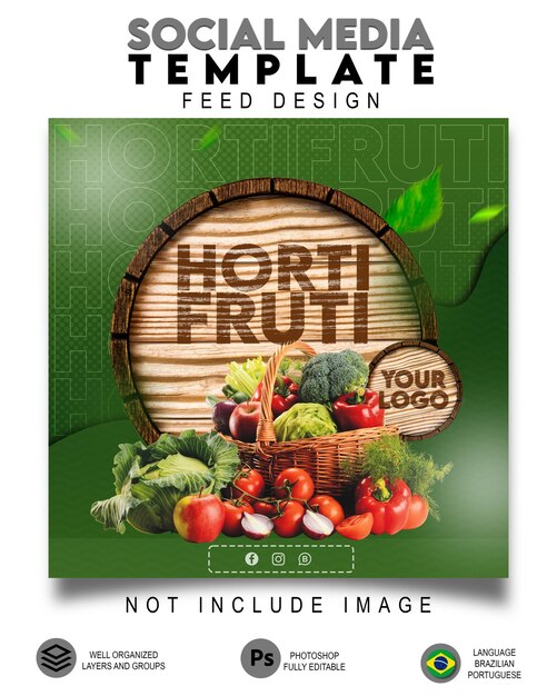 PSD template for supermarket instagram feed format with your logo