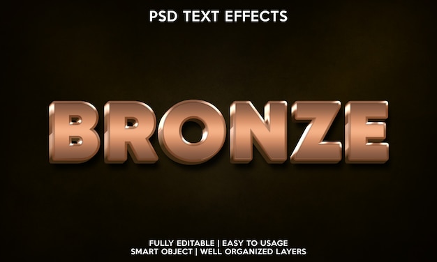 Template for text font with bronze text effect