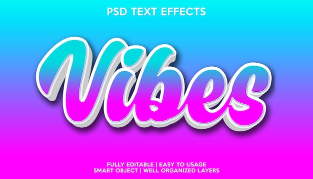 Template for text font with vibes text effect