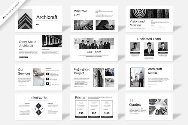 PSD template voor de presentatie van de architectuur van archicraft