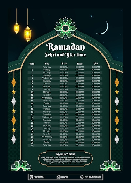 PSD template voor de ramadan kalender