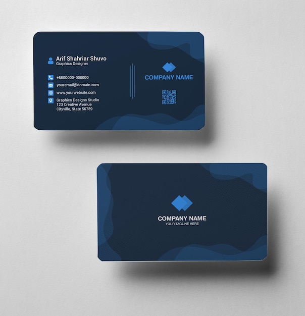 Template voor donkere blauwe visitekaartjes