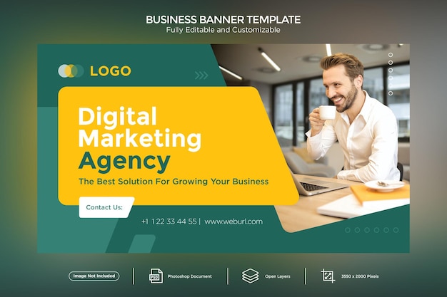 PSD template voor het ontwerpen van bedrijfsbanners voor digitale marketingbureaus