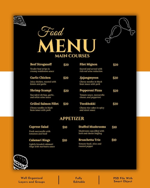 Template voor het ontwerpen van posters voor restaurantmenu's