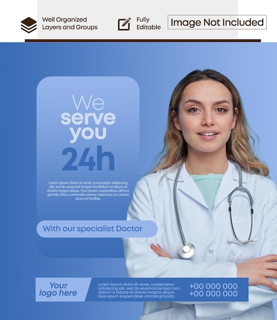 Template voor medische poster met foto van arts