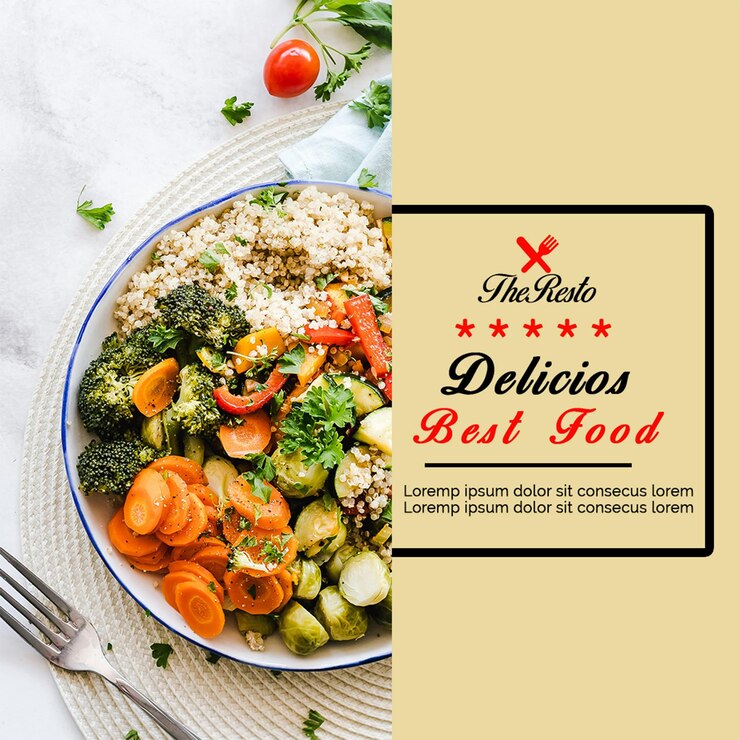PSD template voor social media-posts van restaurants
