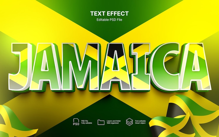 PSD template voor tekst-effect van jamaica