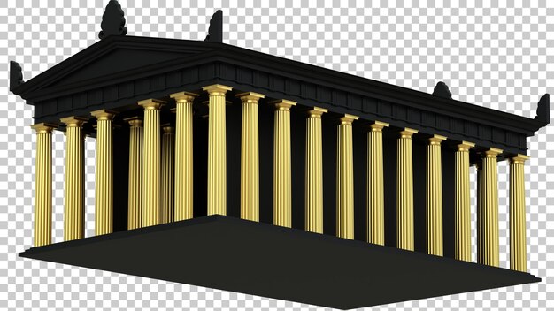 Tempio su sfondo trasparente 3d rendering illustrazione