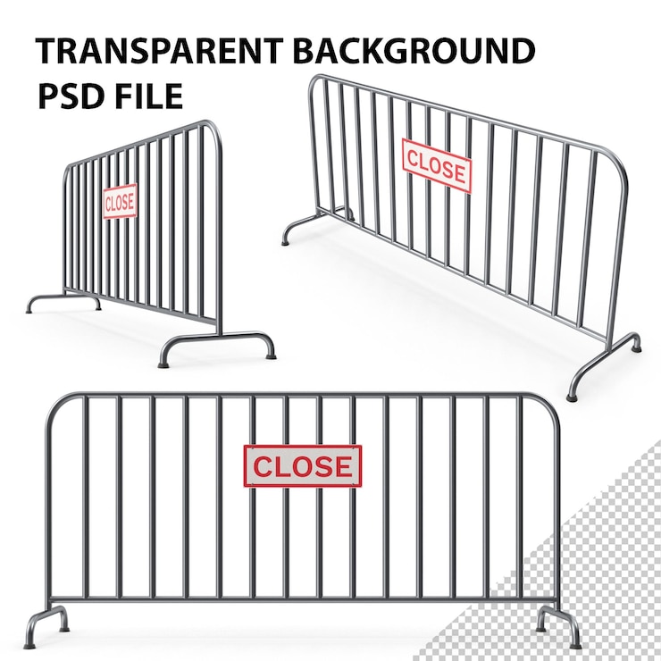 PSD temporary fence with sign close png