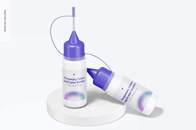 Temporary Tattoo Applicator Bottles Mockup, Leaned