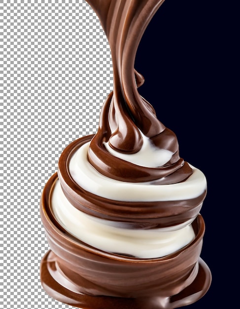 Tempting Chocolate and Vanilla Swirl in High Definition on transparent background png psd