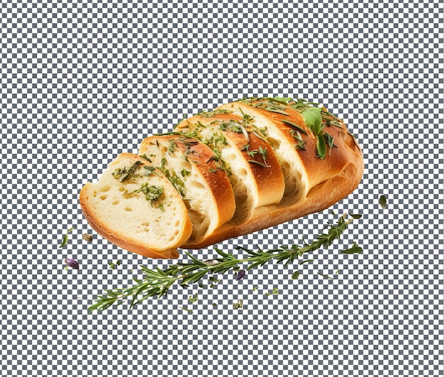 PSD tempting fragrant herb infused bread isolated on transparent background