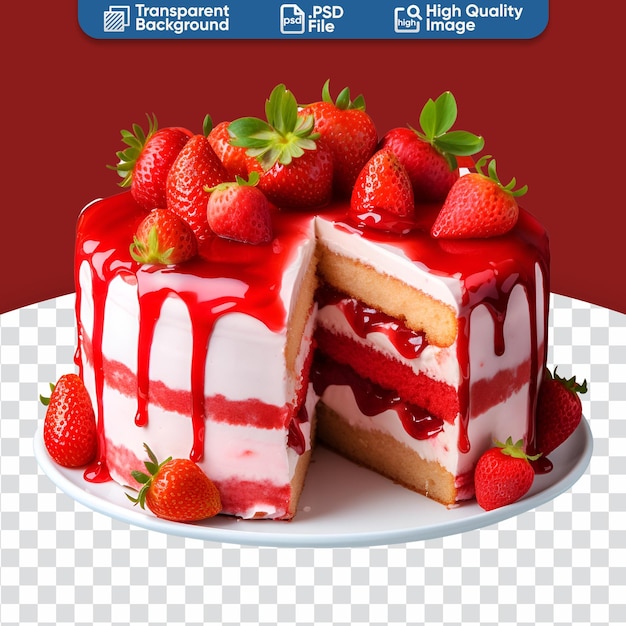 PSD 誘惑的なストロベリービスケットケーキとベリークリームとソース