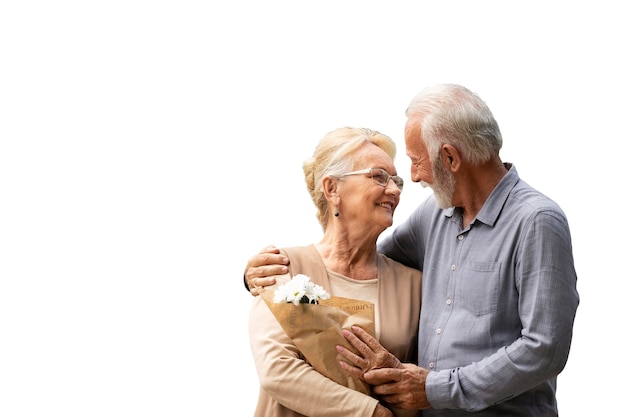 Tender moments of elder couple