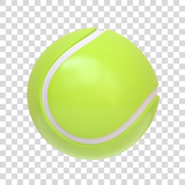 白い背景にテニスボールを隔離する 3D アイコンサインとシンボル 3D レンダリングイラスト