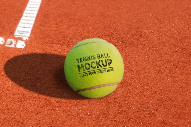 PSD a tennis ball logo mockup on court