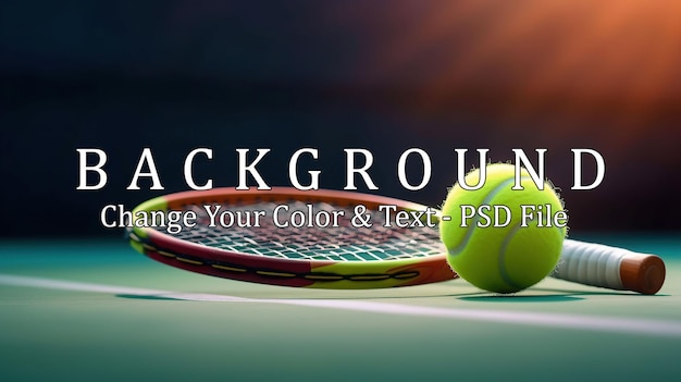 PSD tennis ball and racket generative ai