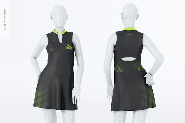 Tennis dresses mockup front and back view