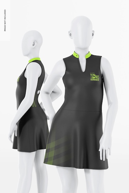 PSD tennis dresses mockup side and front view