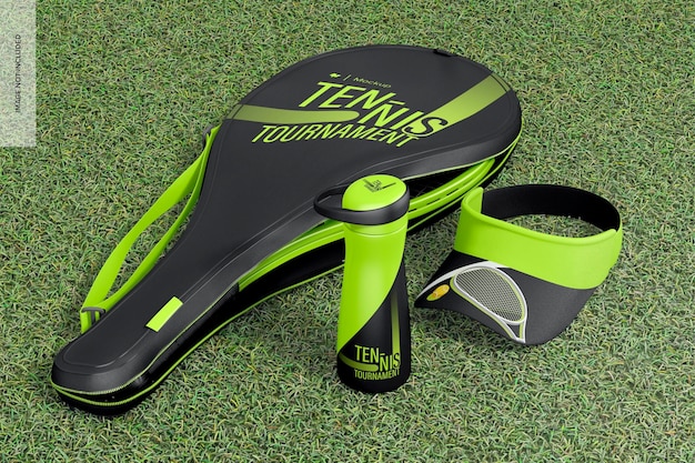 PSD tennis kit scene mockup perspective