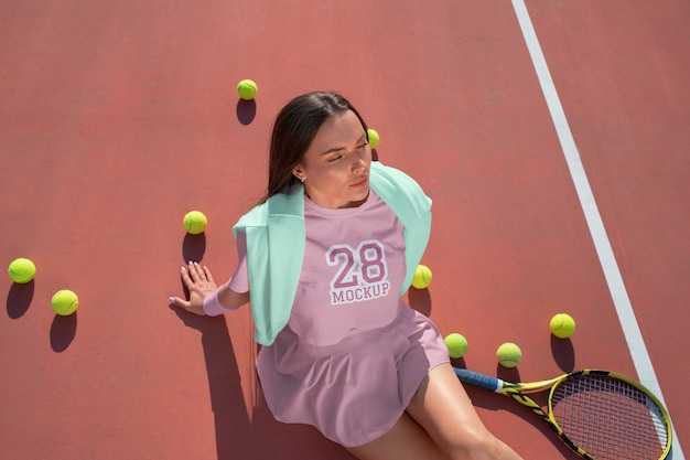 Tennis outfit mockup with 80s aesthetic