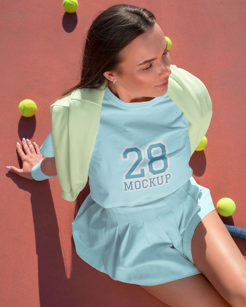 Tennis outfit mockup with 80s aesthetic