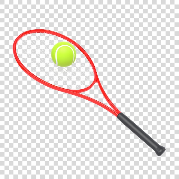 Tennis racket met tennisbal op een witte achtergrond Front view 3D Render illustratie