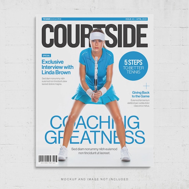 Tennis Sport Magazine Cover Template V2 in Photoshop PSD